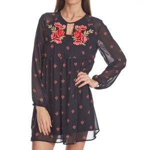 Taylor & Sage Embroidered Chiffon Mini Dress
